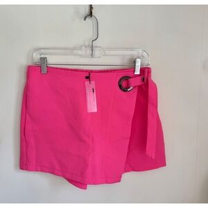 NWT Nylon Apparel Women's Pink Feminine Barbie Girly Wrap Mini Skort Large USA